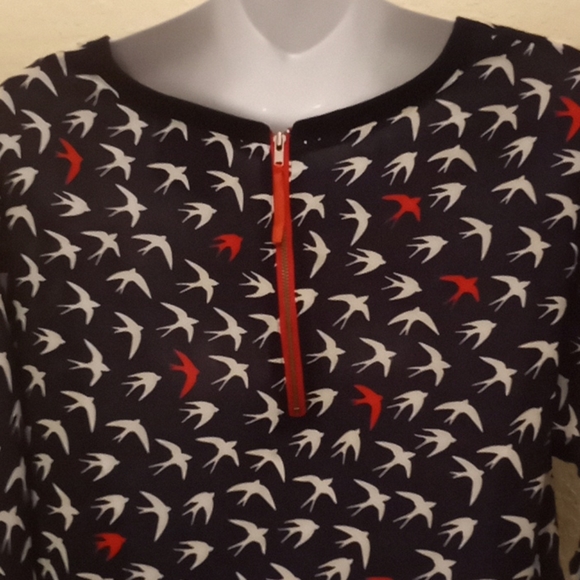 Anthropologie Maeve Bird Navy Printed Top - Picture 7 of 11